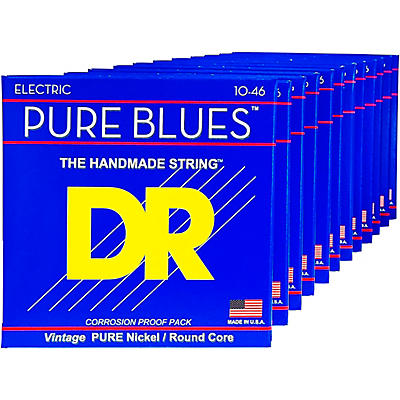 DR Strings PURE BLUES 12-Pack Pure Nickel Electric Guitar Strings - Medium 10-46