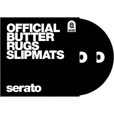 SERATO Pair of 12" Black Butter Rug Slipmats With White Logo