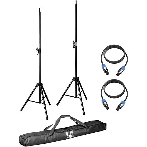 Pair of Speaker Stands with Carry Bag and 2 Speakon Cables for Dave 8 System