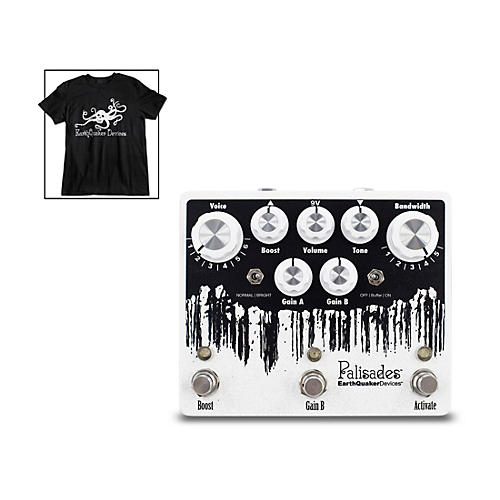 Palisades V2 Overdrive Effects Pedal and Octoskull T-Shirt Large Black