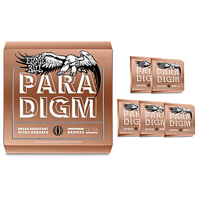 Ernie Ball Paradigm Phosphor Bronze Acoustic Guitar Strings 6-Pack - Medium Light (12-54)