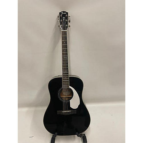 Fender Paramount PM-1E Deluxe Acoustic Electric Guitar Black and White