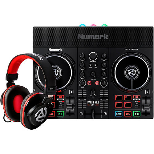 Numark Party Mix Live DJ Controller Bundle With Professional Headphones