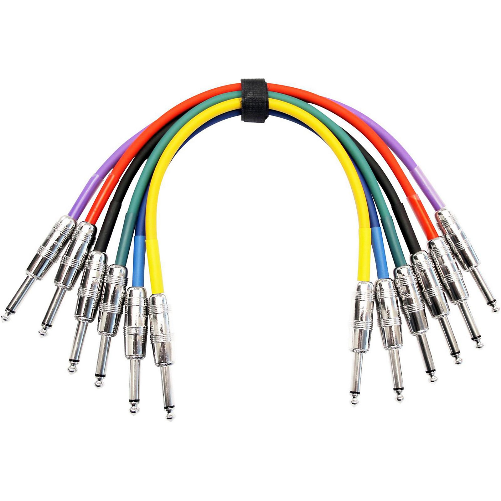 KIRLIN Patch Cable 6 color pack 1/4" Straight 1/4' Straight