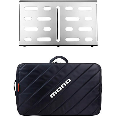MONO Pedalboard Medium, Silver and Tour Accessory Case 2.0, Black