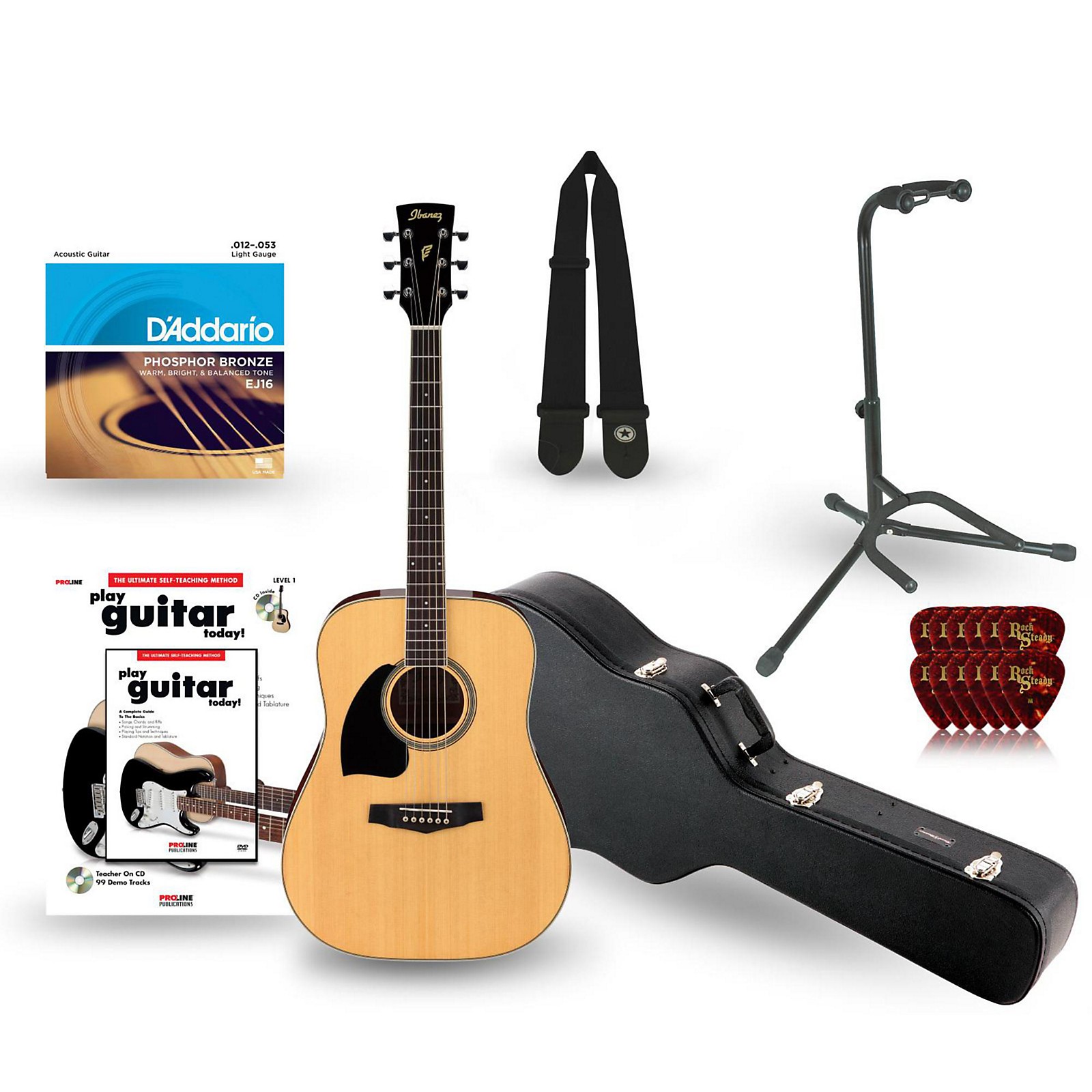 Ibanez Performance Series Pf15 Left Handed Dreadnought Acoustic Guitar Deluxe Bundle Musician