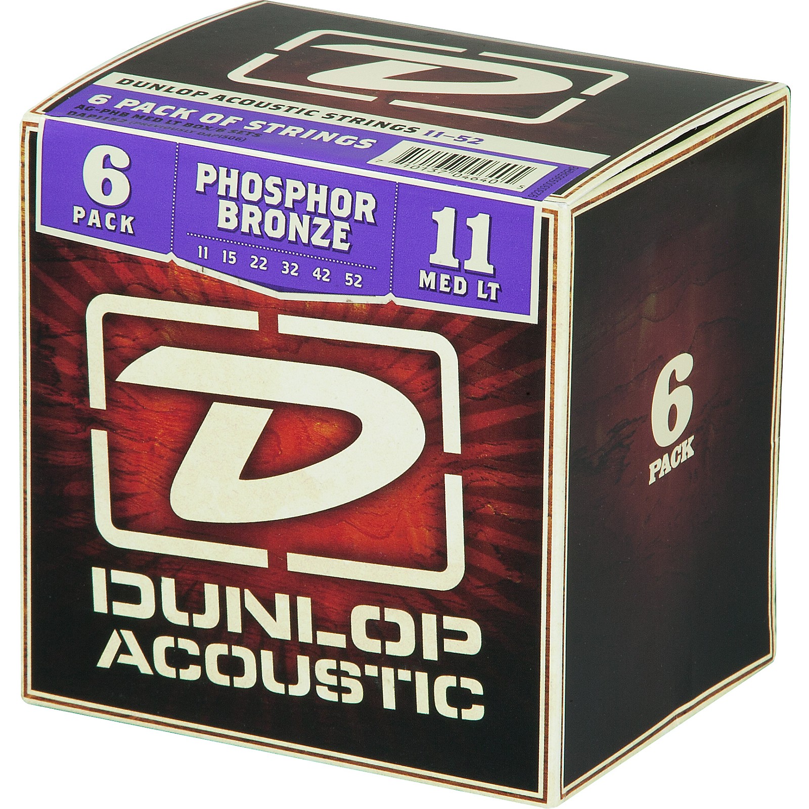 Dunlop Phosphor Bronze Acoustic Guitar Strings Medium Light 6Pack