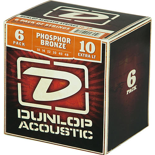 Phosphor Bronze Acoustic Guitar Strings Xtra Light 6-Pack