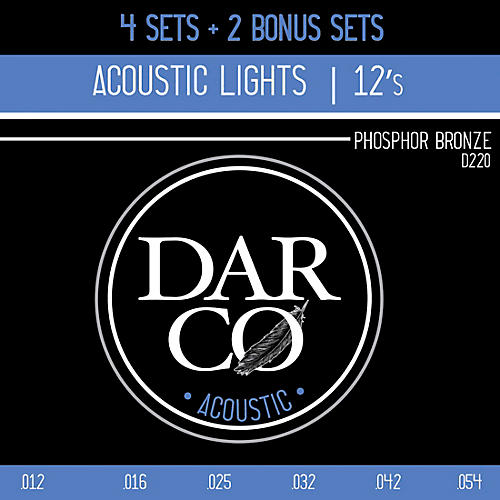 DARCO Phosphor Bronze Light 6 Set Value Pack Acoustic Guitar Strings Light (12-54)