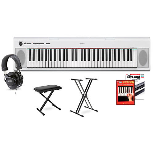 Piaggero NP-12 White Portable Keyboard With Power Adapter