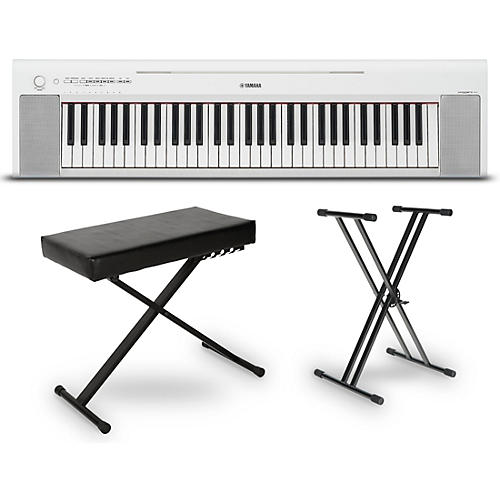 Yamaha Piaggero NP-15 61-Key Portable Keyboard Essentials Bundle White