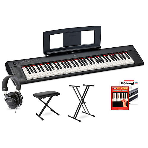 Yamaha Piaggero NP-32 Black Portable Keyboard With Power Adapter Beginner Package
