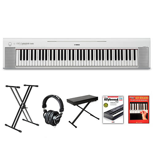 Yamaha Piaggero NP-35 76-Key Portable Keyboard With Power Adapter White Beginner Package