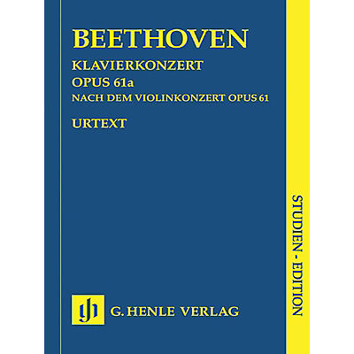 G. Henle Verlag Piano Concerto D Major Op. 61a After the Violin Concerto Henle Study Scores Series Softcover