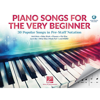 Hal Leonard Piano Songs for the Very Beginner - 30 Popular Songs in Pre-Staff Notation Five Finger Piano Songbook Book/Online Audio
