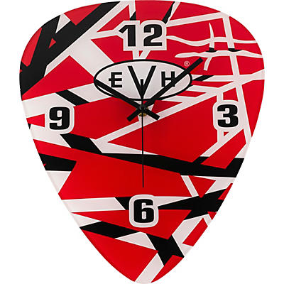 EVH Pick-Shaped Wall Clock - Red, Black and White Stripes