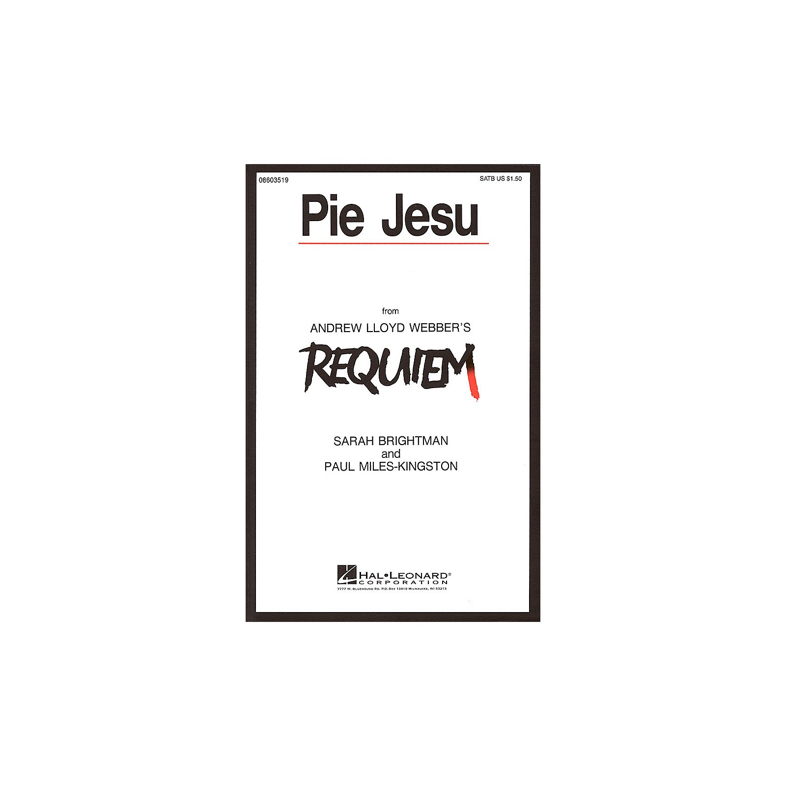 Hal Leonard Pie Jesu (from Requiem) SATB by Sarah Brightman composed by