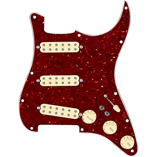 920d Custom Polyphonic Loaded Pickguard for Strat With Aged White Pickups and Knobs and S7W-2T Wiring Harness Tortoise