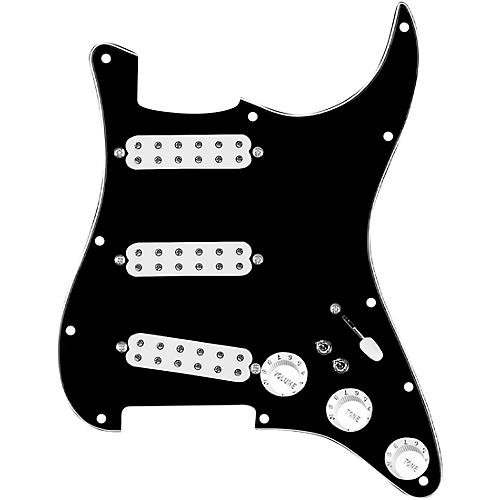920d Custom Polyphonic Loaded Pickguard for Strat With White Pickups and Knobs and S7W-2T Wiring Harness Black