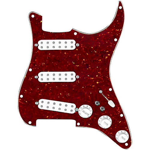 920d Custom Polyphonic Loaded Pickguard for Strat With White Pickups and Knobs and S7W-2T Wiring Harness Tortoise
