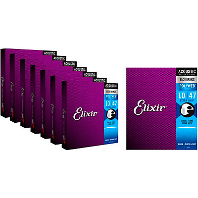 Elixir Polyweb Extra Light Acoustic Guitar Strings 8 Pack