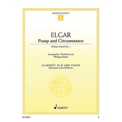 Schott Pomp and Circumstance - Military March No. 1 (B-flat Clarinet and Piano) Schott Series