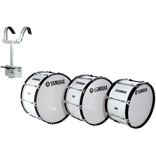 Yamaha Power-Lite Marching Bass Drum with Carrier White Wrap 22x13 Inch