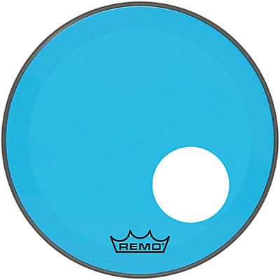 Remo Powerstroke P3 Colortone Blue Resonant Bass Drum Head With 5" Offset Hole