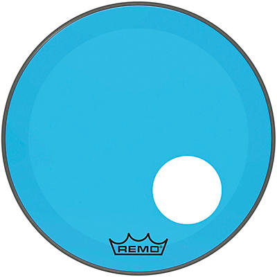 Remo Powerstroke P3 Colortone Blue Resonant Bass Drum Head With 5" Offset Hole