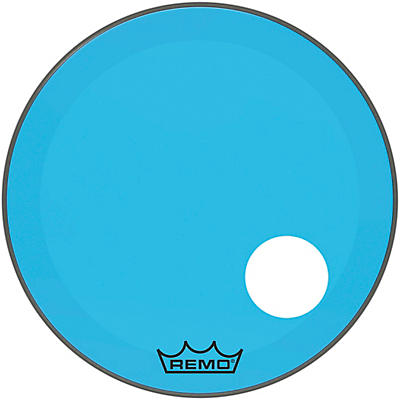 Remo Powerstroke P3 Colortone Blue Resonant Bass Drum Head With 5" Offset Hole