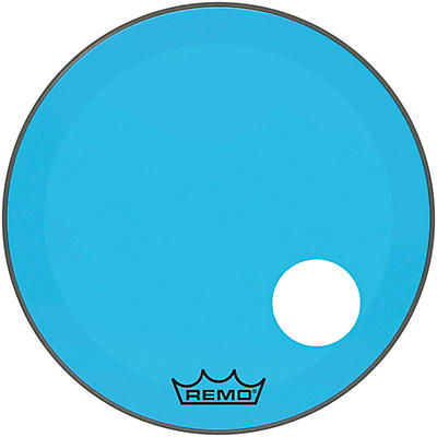 Remo Powerstroke P3 Colortone Blue Resonant Bass Drum Head With 5" Offset Hole