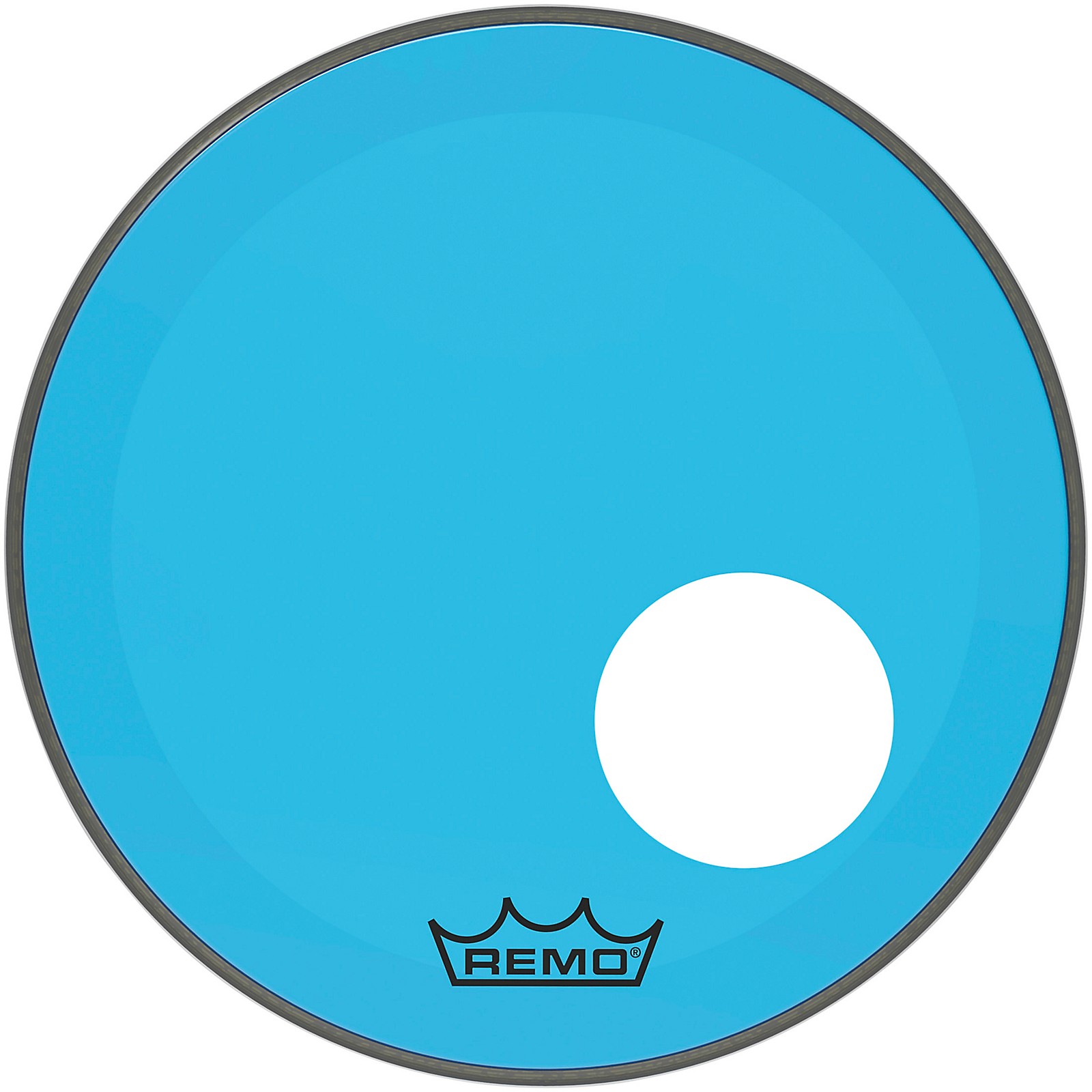 Remo Powerstroke P3 Colortone Blue Resonant Bass Drum Head with 5 in