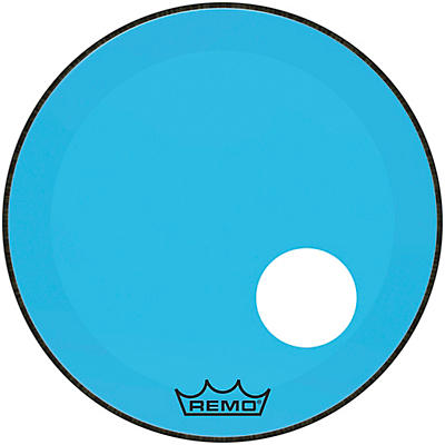 Remo Powerstroke P3 Colortone Blue Resonant Bass Drum Head with 5 in. Offset Hole