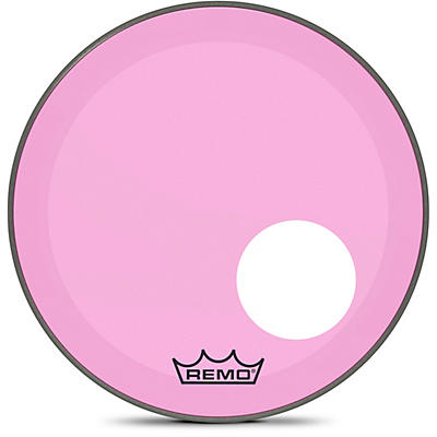 Remo Powerstroke P3 Colortone Pink Resonant Bass Drum Head with 5" Offset Hole