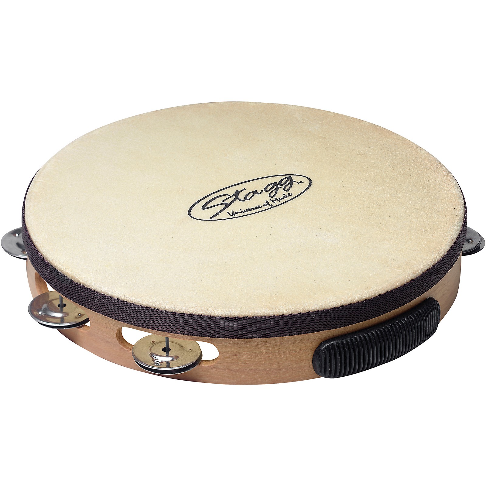 Stagg PreTuned Wood Tambourine With Single Row Jingles 10 in. Natural
