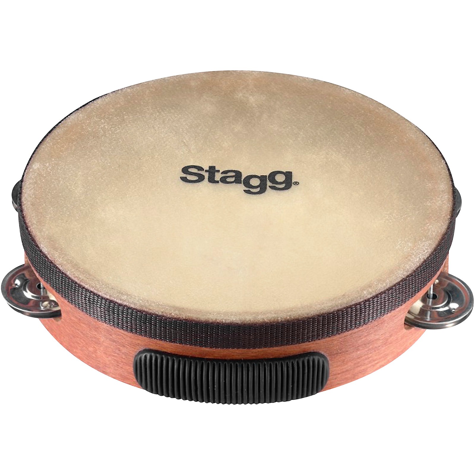 Stagg PreTuned Wood Tambourine With Single Row Jingles 6 in. Natural
