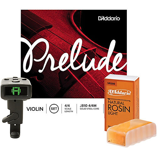 D'Addario Prelude Violin Bundle 4/4 Size, Medium