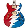 Open-Box D'Angelico Premier Grateful Dead DC Semi-Hollow Electric Guitar - Condition 1 - Mint Red, White, and Blue Lightning Bolt