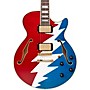 D'Angelico Premier Grateful Dead SS Semi-Hollow Electric Guitar Red, White, and Blue Lightning Bolt