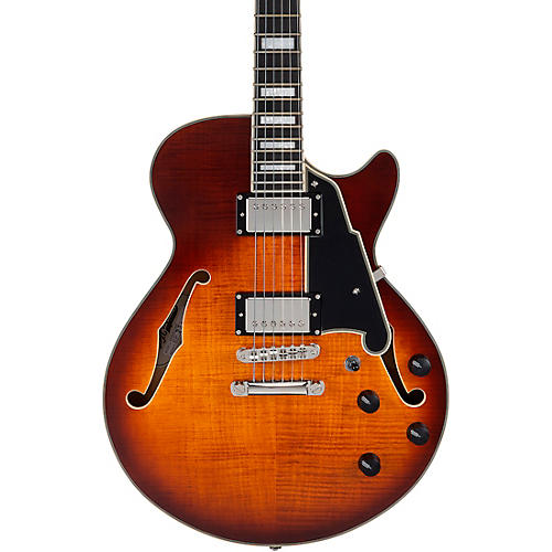 D'Angelico Premier SS Semi-Hollow Electric Guitar With Stopbar Tailpiece Dark Iced Tea Burst