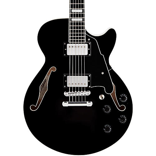 D'Angelico Premier Series SS Semi-Hollowbody Electric Guitar with Center Block and Stopbar Tailpiece Condition 1 - Mint Black
