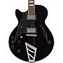 D'Angelico Premier Series SS Single Cutaway Semi-Hollow Electric Guitar Stairstep Tailpiece Lefty Black