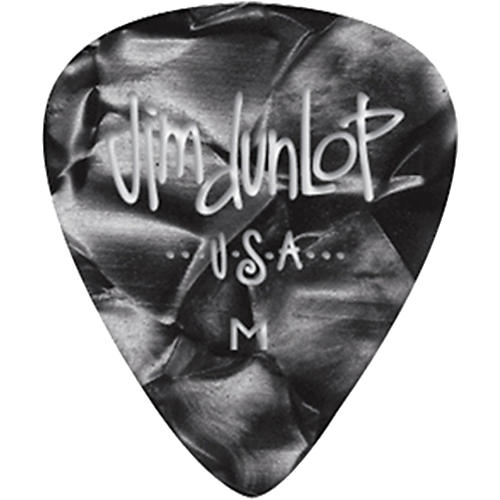 Dunlop Premium Celluloid Classic Guitar Picks 1 Dozen Black Pearloid Medium