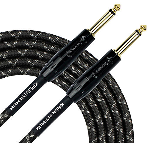 Premium Plus Instrument Cable with Charcoal Gray and White Woven Jacket