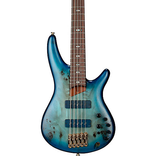 Ibanez Prestige SR6605 5-String Electric Bass Guitar Ghost Fleet Blue Burst