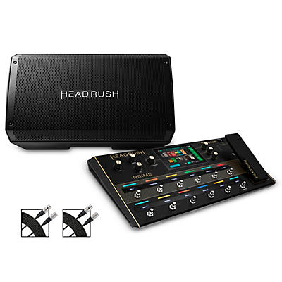 HeadRush Prime Multi-Effects Processor Pedal and FRFR-112 1x12 Powered Speaker Cab, Plus 2 Free Livewire Cables Bundle