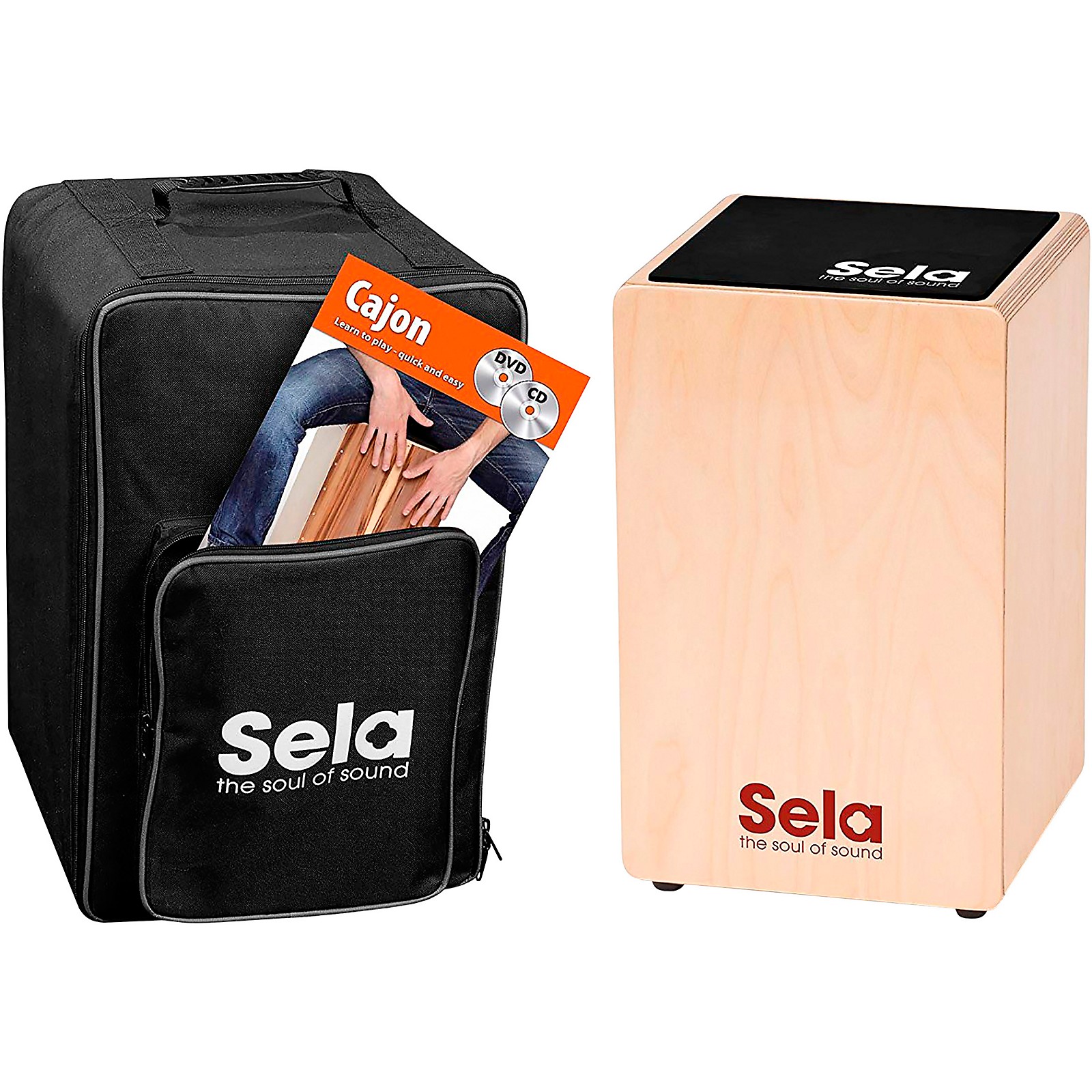 Sela Primera Cajon Bundle with Bag, Pad and DVD Natural Musician's Friend