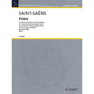 Schott Prière, Op 158 (Cello (or Violin) and Organ (or Piano)) String Series Softcover