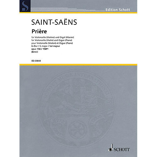 Schott Prière, Op 158 (Cello (or Violin) and Organ (or Piano)) String Series Softcover