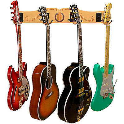 A&S Crafted Products Pro-File Wall Mounted Guitar Hanger for 4 Guitars